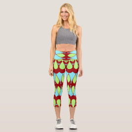 Leggings Capri Capris, Un design motif de tissu multicolore et te