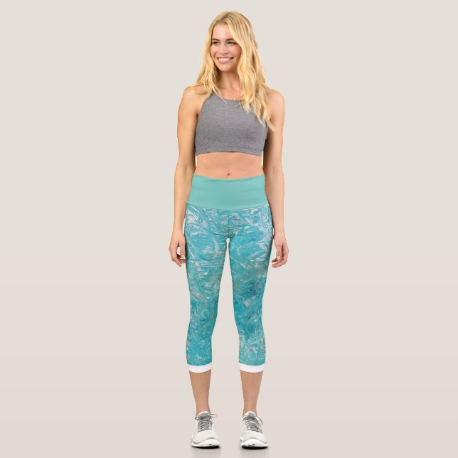 Leggings Capri Capris Vert Tortue Mer Haute Taille (Recto)