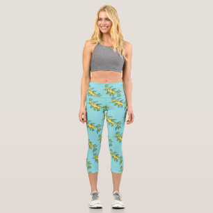 Leggings Capri Caricature amusante de dragon de mer feuillu