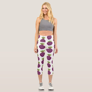 Leggings Capri Caricature de betterave mignonne et violette