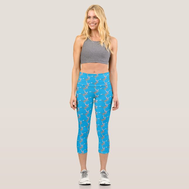 Leggings Capri Caricature de bilby australien très heureuse (Recto)