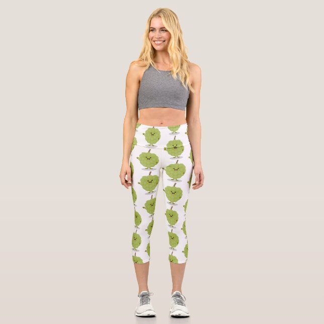 Leggings Capri Caricature de chérimoya à la crème anglaise (Recto)