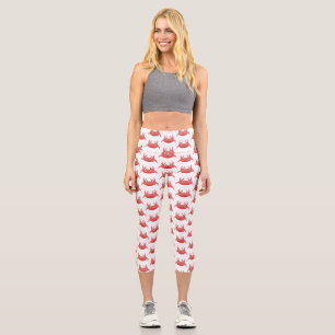 Leggings Capri Caricature de crabe rouge cuite