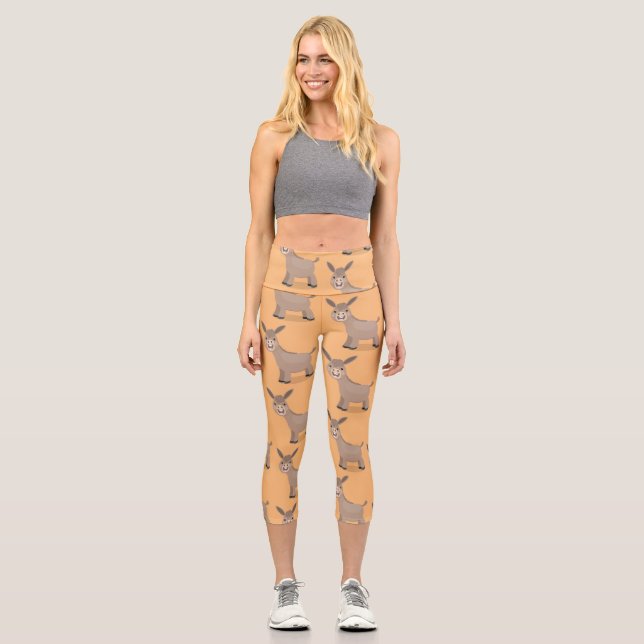 Leggings Capri Caricature de mini âne joyeux (Recto)
