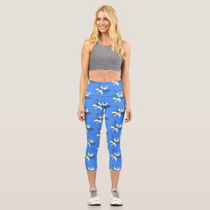 Leggings Capri Caricature d'oiseaux de cockatoo amusante
