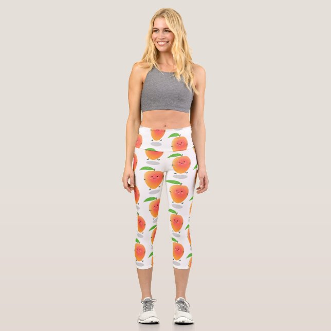 Leggings Capri Caricature jaune mangue mignonne (Recto)