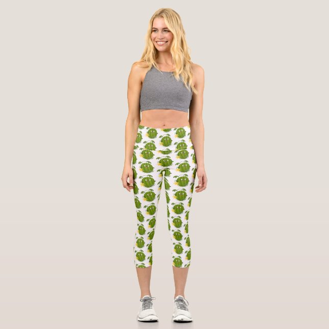 Leggings Capri Caricature joli et souriant de pastèque (Recto)