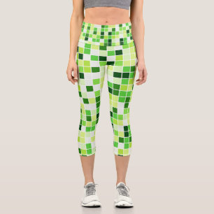 Leggings Capri Carreaux de Piscine, Carreaux de Mosaïque Verts, M