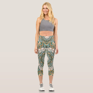 Leggings Capri Carrelage Mehndi coloré Tracery sans couture
