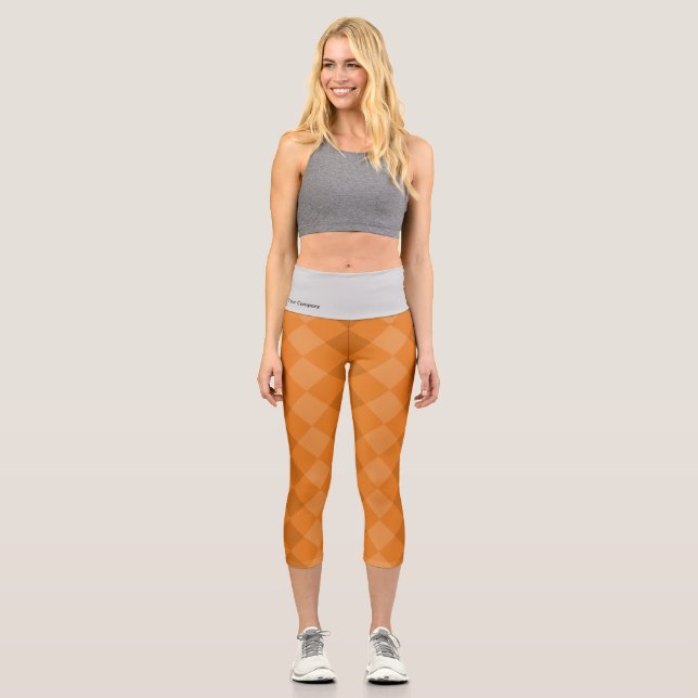 Leggings Capri Carrelage Terre Motif Orange & Gris (Recto)