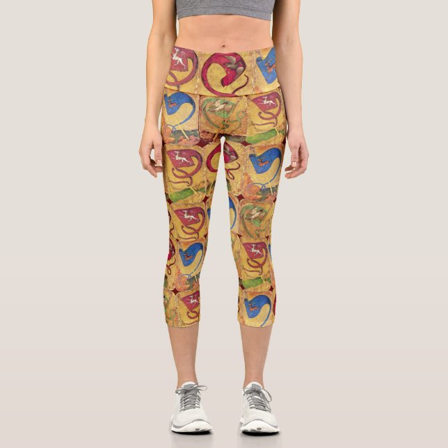 Leggings Capri Cartes de cour allemandes drapeaux /Chiens, Cerfs, (Recto)