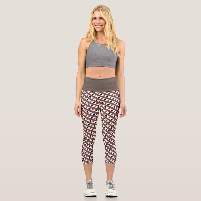 Leggings Capri Cartes de lecture gris Répétition Motif Capris (Recto)