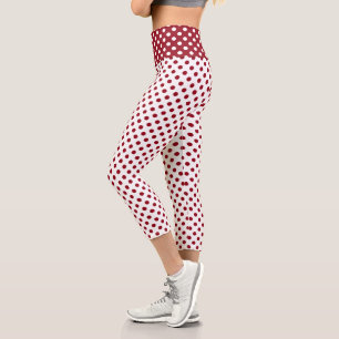 Leggings Capri Cercles Pois rouges Crimson