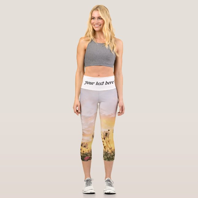 Leggings Capri champ avec fleurs (Recto)