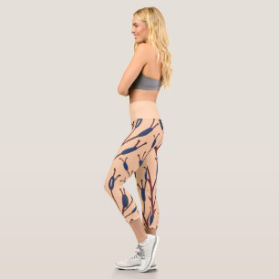 Leggings Capri Champ de queues de chat sur fond pêche