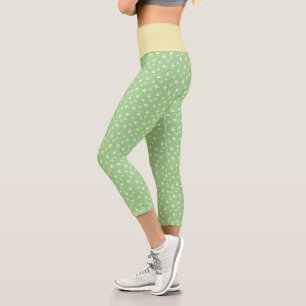 Leggings Capri Champagne Motif de feuille en forme de coeur sur v