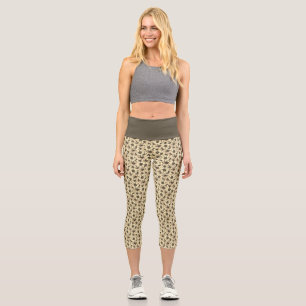 Leggings Capri Charme Vintage Tournesol Ton Sépia
