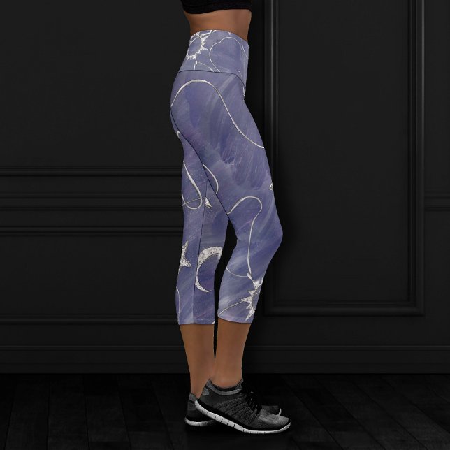 Leggings Capri Charming mystique | Étoiles de lune d'argent Sun A (Créateur téléchargé)