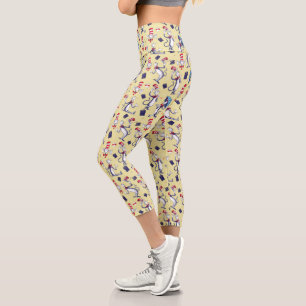 Leggings Capri Chat Dans Le Casquette Motif jaune