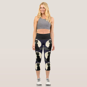 LEGGINGS CAPRI CHAT NOIR HAUTE EAU CAPRI YOGA LÉGGINES