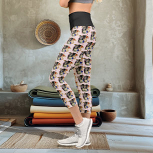 Leggings Capri Chaton noir Pinceau Pot Artiste Chat Rose