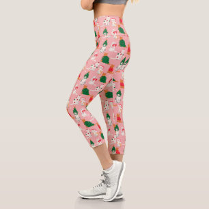 Leggings Capri Chats de Noël en Motif d'attraction