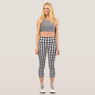 Leggings Capri Chèque de socle noir blanc classique