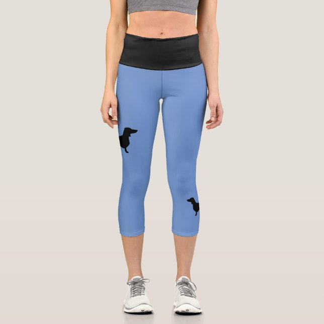 Leggings Capri Cheveux courts Dachshund - Silhouette 1 (Recto)