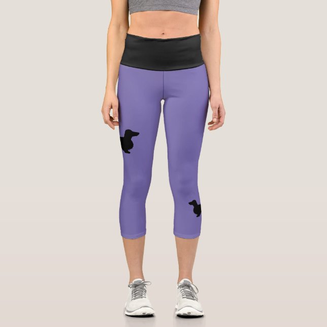 Leggings Capri Cheveux longs Dachshund - Silhouette 1 (Recto)