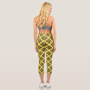 Leggings Capri Chic moderne noir et jaune