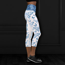 Leggings Capri Chic papillon | Bleu classique et blanc