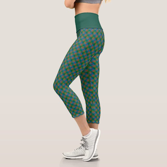 Leggings Capri Chic Plaid Motif - Rouge et Vert Elegant Tartan (Gauche)