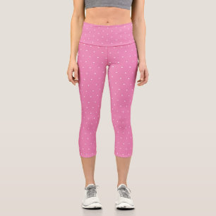 Leggings Capri Chic rose blanc pois minuscule motif mignon