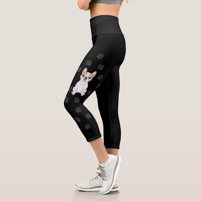 Leggings Capri Chien et pattes français français de taureaux fran (Gauche)