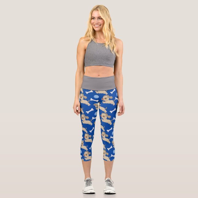 Leggings Capri Chiens Chiens blancs Bones Blue Ball Amoureux des  (Recto)