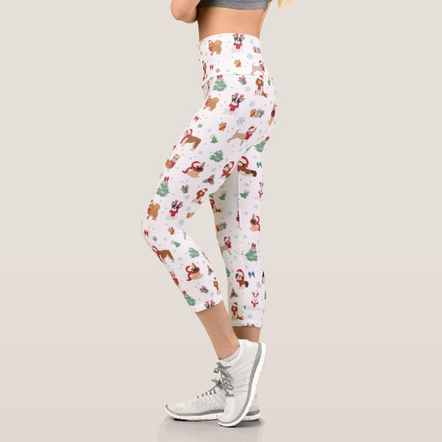 Leggings Capri Chiens de Noël en accessoires de vacances (Gauche)
