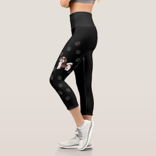 Leggings Capri Chocolat Et Blanc Havanais Cartoon Chien & Pâtes