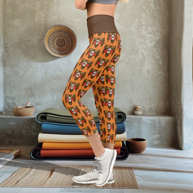 Leggings Capri Chouette Rose crâne sucre (Créateur téléchargé)