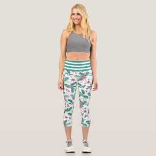 Leggings Capri Christmas Holly Berries