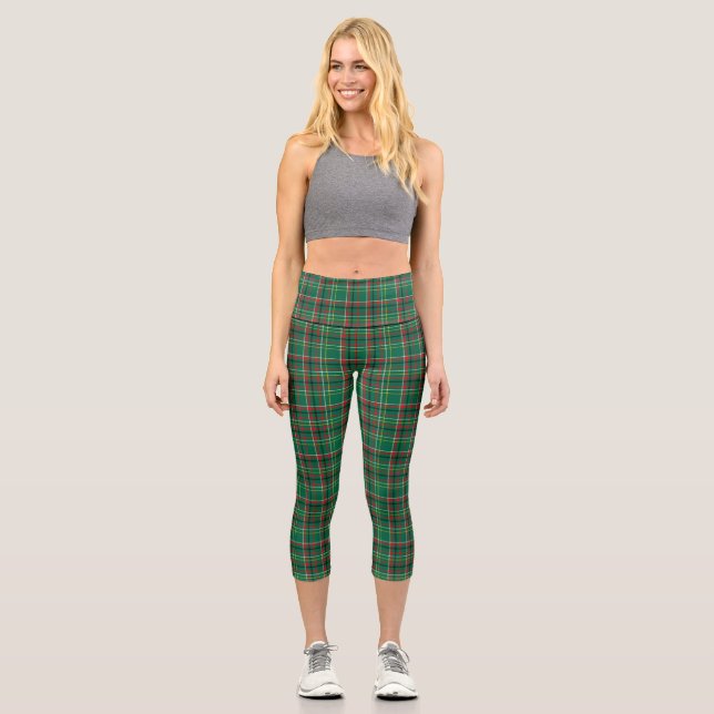 Leggings Capri Christmas Plaid Green Pattern-23914 (Recto)