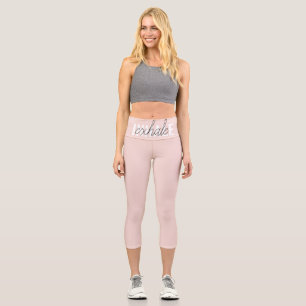 Leggings Capri Citation moderne Pastel Pink Inhale Exhale