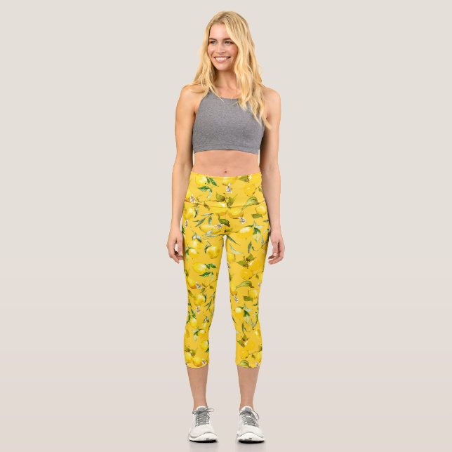 Leggings Capri citrons d'aquarelle 8 (Recto)