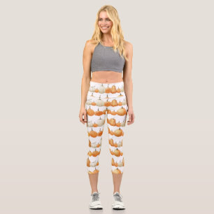 Leggings Capri Citrouille d'automne : Motif d'illustration aquare