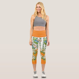 Leggings Capri Citrouille Patch Festival Automne Couleur Foliage 