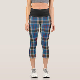 Leggings Capri Clan classique Thompson Blue Grey Tartan Plaid