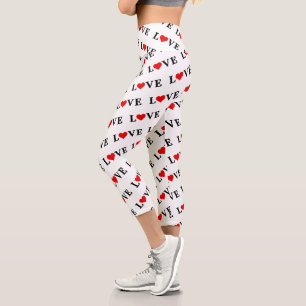 Leggings Capri Classic LOVE Heart Motif Motif Élégant