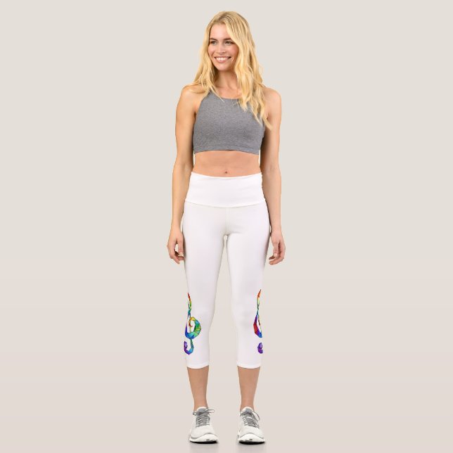 Leggings Capri Clé de musique arc-en-ciel (Recto)