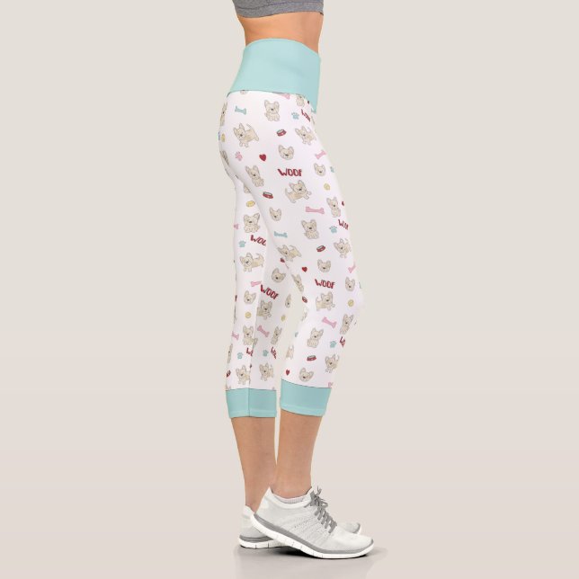 Leggings Capri Coeurs de taureau français empreinte de patte chie (Droite)