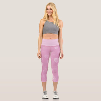 Leggings Capri Coeurs roses Joli Pastel