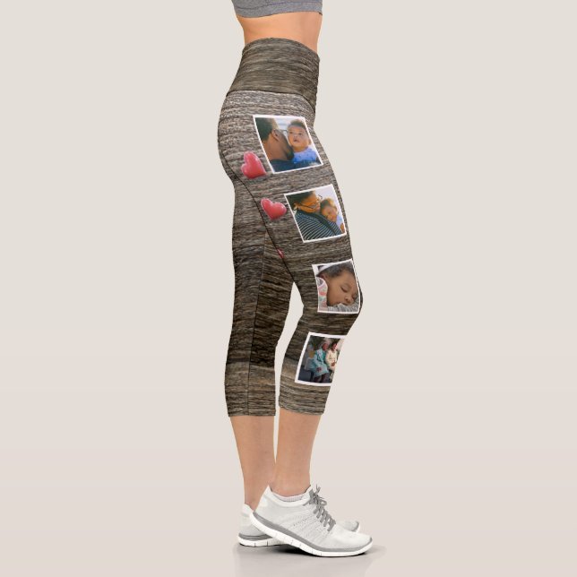 Leggings Capri Collage Famille Photos Souris Ajouter Photos Bois  (Droite)